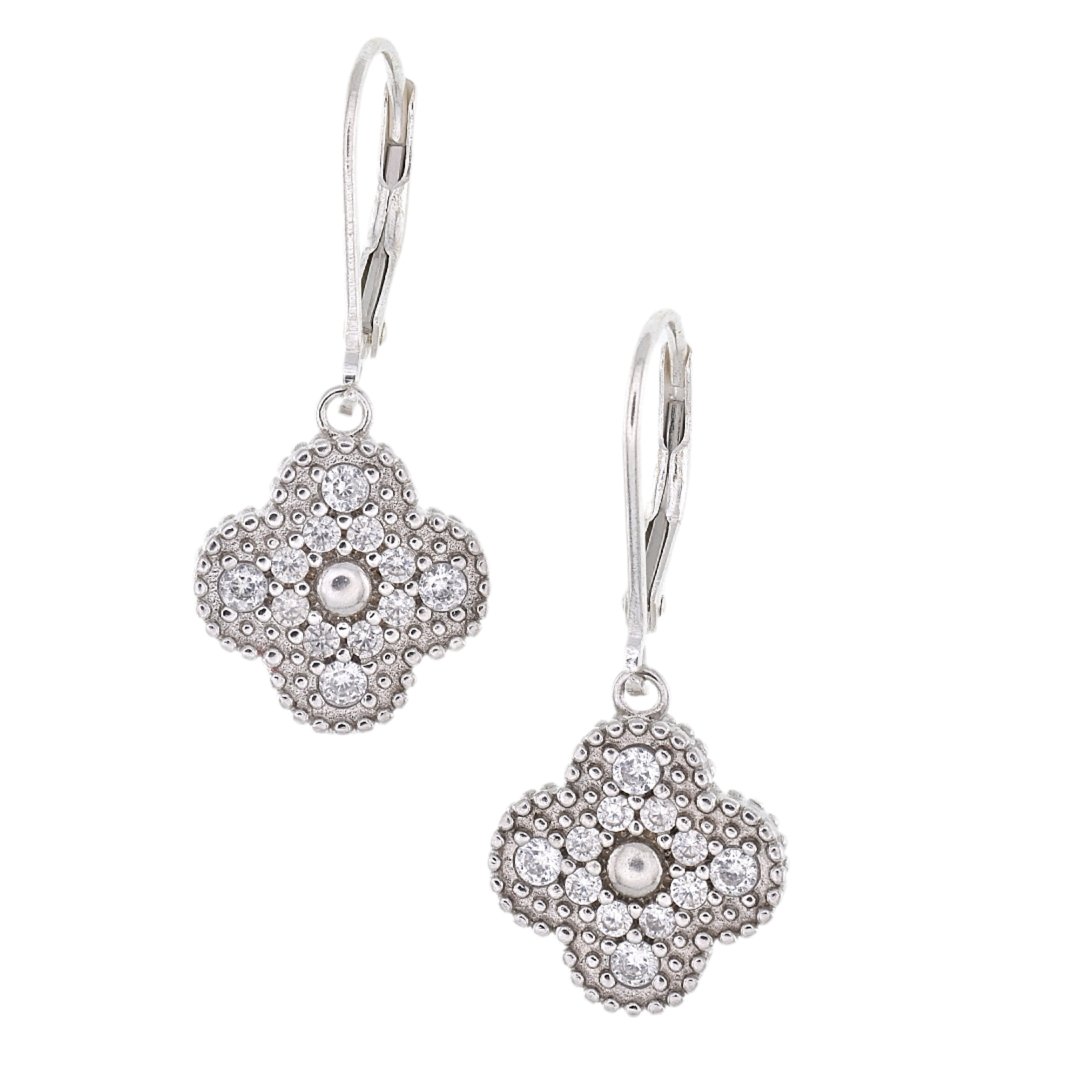 E6028 CZ Clover 13mm Earrings - Selah925.com