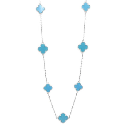 NP6028 Blue Clover Necklace - Selah925.com