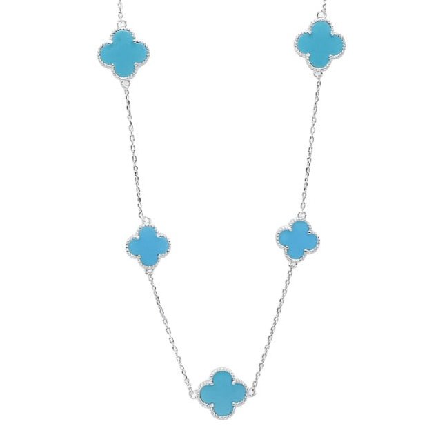 NP6028 Blue Clover Necklace - Selah925.com