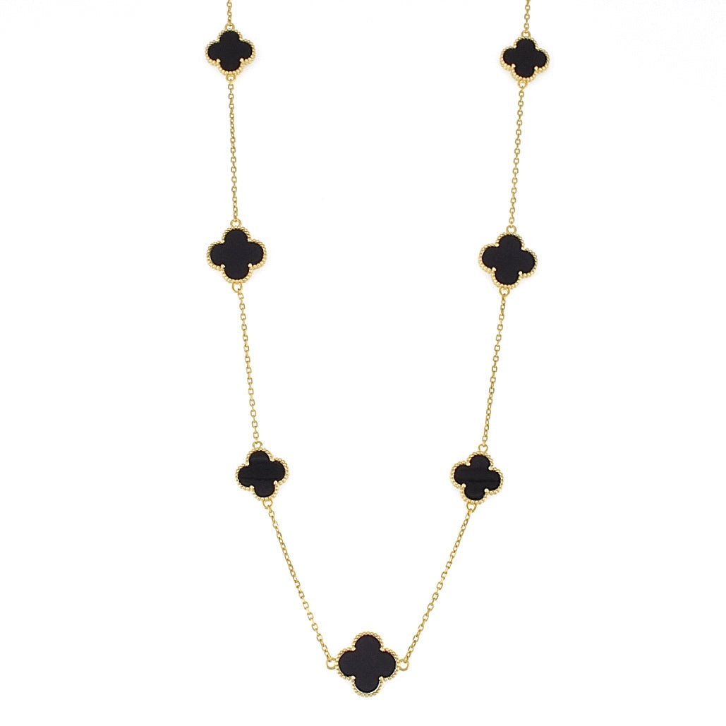 NP6028 Gold Plated Black Clover Necklace - Selah925.com