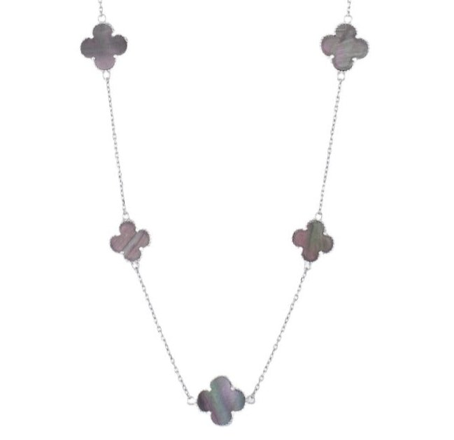 NP6028 Gray Stone Clover Necklace - Selah925.com