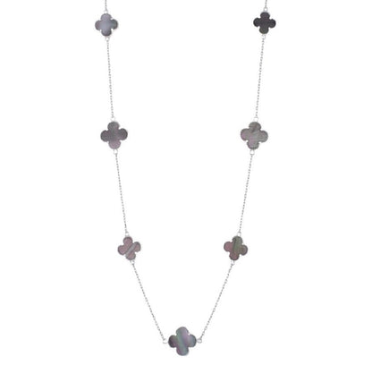 NP6028 Gray Stone Clover Necklace - Selah925.com