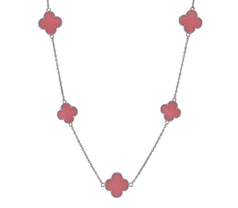 NP6028 Salmon Clover Necklace - Selah925.com