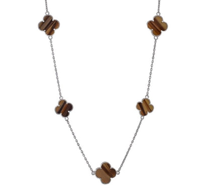 NP6028 Tiger Eye Clover Necklace - Selah925.com