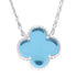 NP6030 Aquamarine Blue Clover Pendant with 18in Necklace - Selah925.com