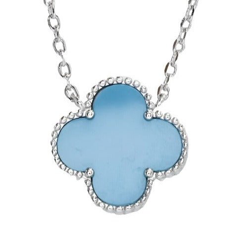 NP6030 Blue Clover Pendant with 18in Necklace - Selah925.com