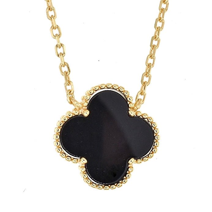 NP6030 Gold Plated Black Clover 18in Necklace - Selah925.com