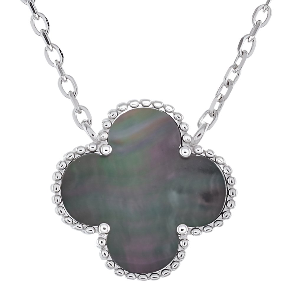 NP6030 Gray Clover Pendant with 18in Necklace - Selah925.com