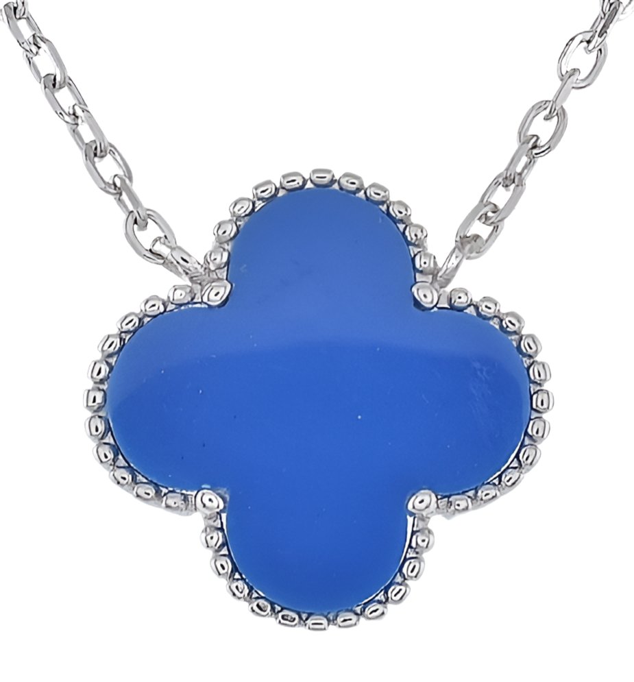 NP6030 Royal Blue Clover Pendant with 18in Necklace - Selah925.com