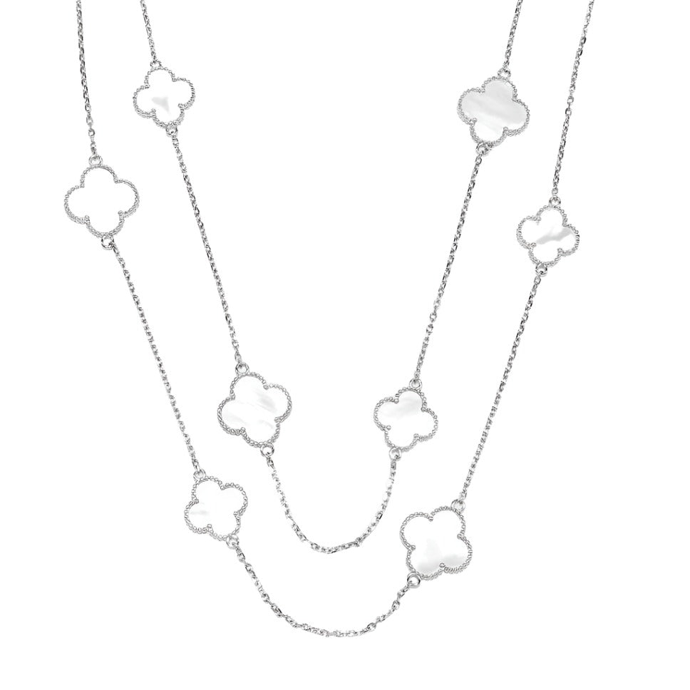 NP6032 Necklace with White Clover Pendant - Selah925.com