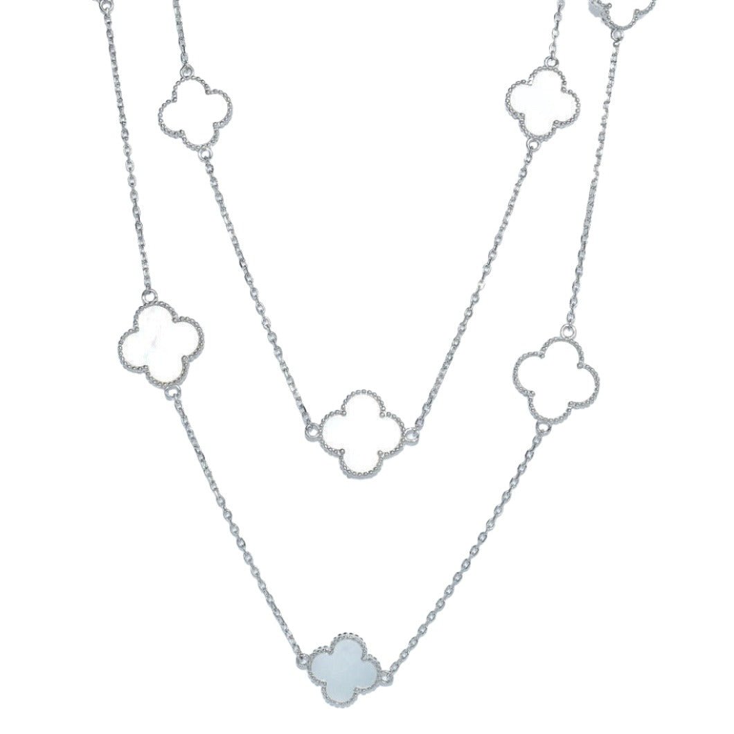 NP6032 Necklace with White Clover Pendant - Selah925.com