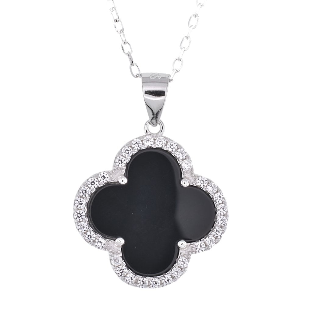 NP6034 Black Clover Pendant with Necklace - Selah925.com