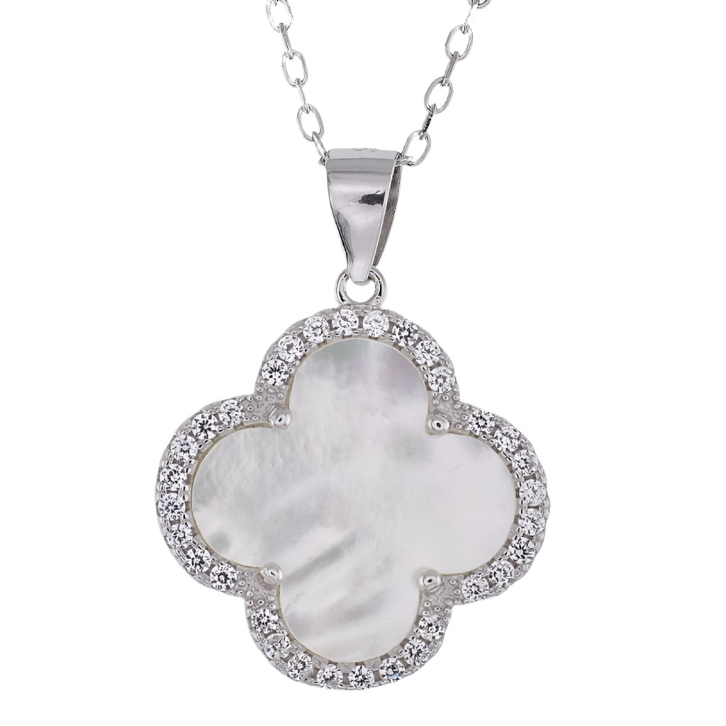 NP6034 White Clover Pendant with Necklace - Selah925.com