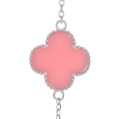 NP6038 Salmon and CZ Clovers Necklace 18in - Selah925.com