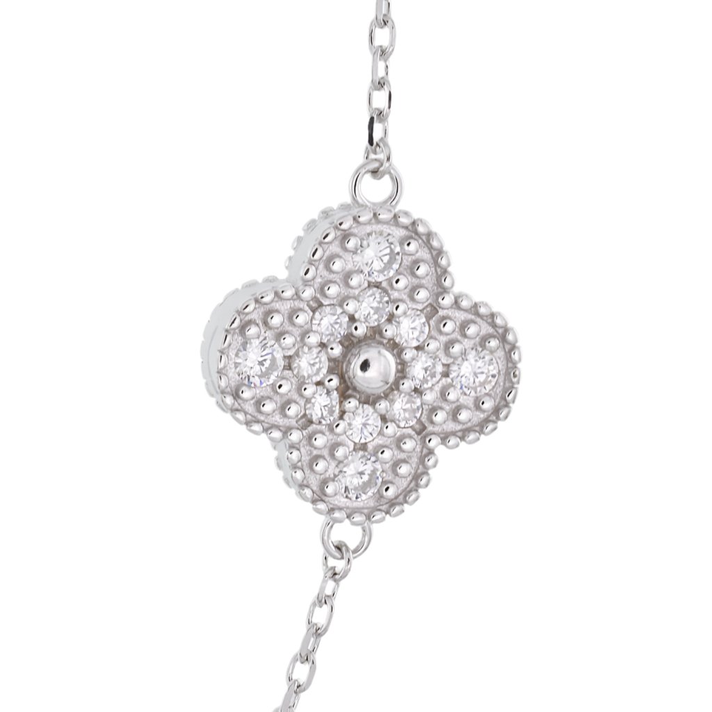 NP6038 Salmon and CZ Clovers Necklace 18in - Selah925.com