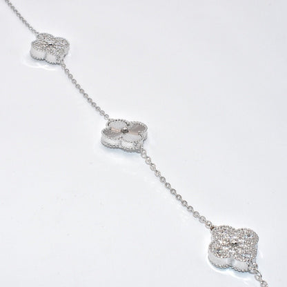 NP6038 Silver Clover Necklace with Pendant 18in - Selah925.com