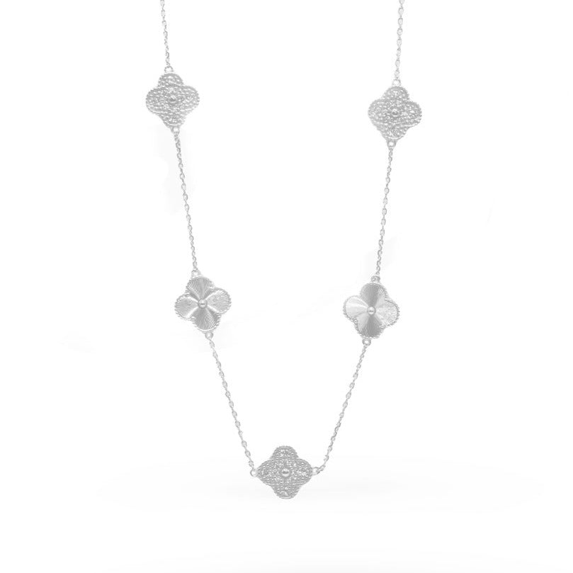 NP6038 Silver Clover Necklace with Pendant 18in - Selah925.com