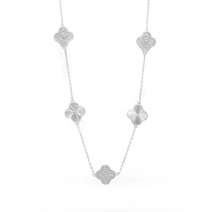 NP6038 Silver Clover Necklace with Pendant 18in - Selah925.com