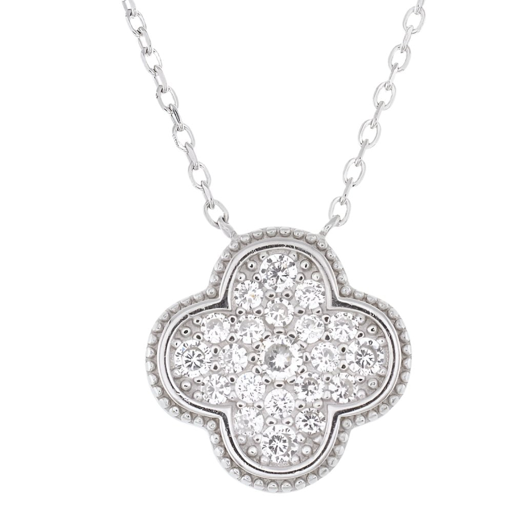 NP6042 18mm CZ Clover &amp; 18mm Necklace - Selah925.com