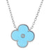 NP6043 Aquamarine Clover 18in Necklace with 15mm Pendant - Selah925.com