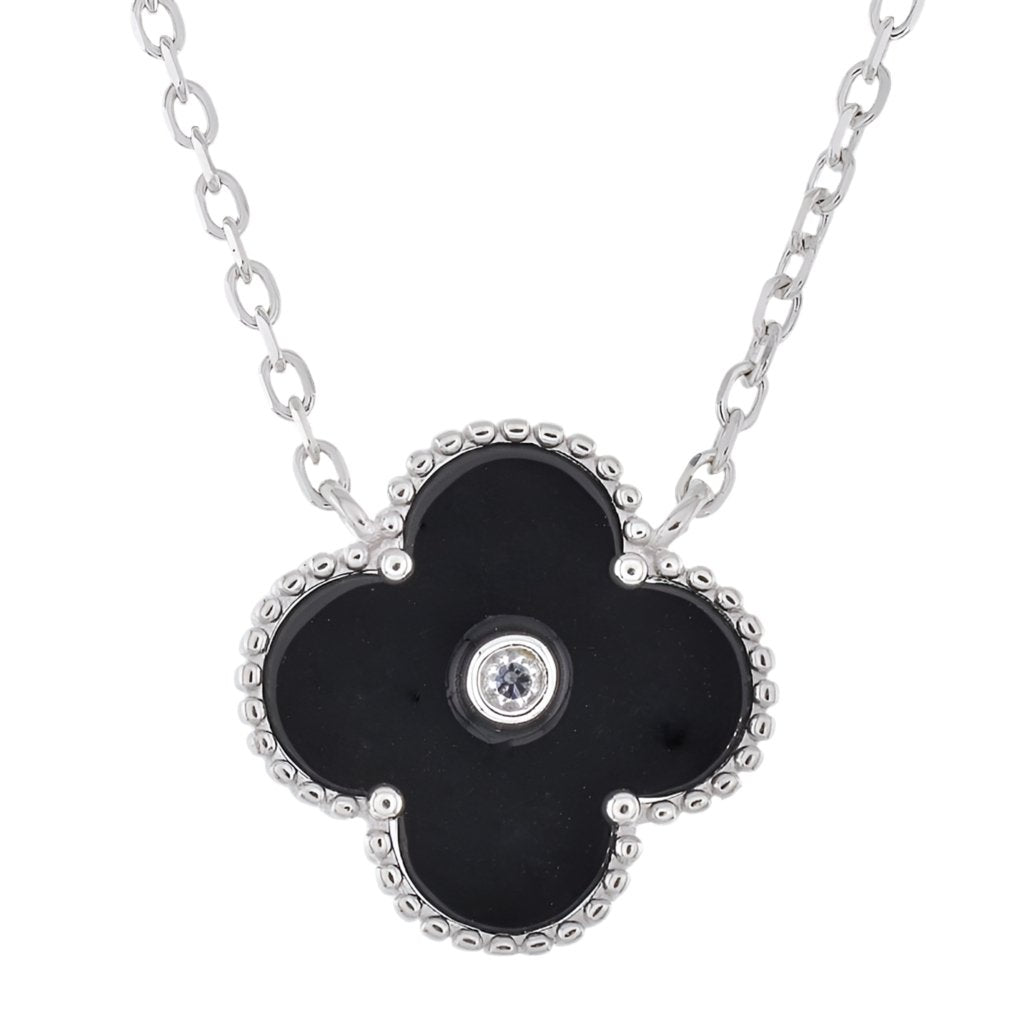 NP6043 Black Clover 18in Necklace with 15mm Pendant - Selah925.com