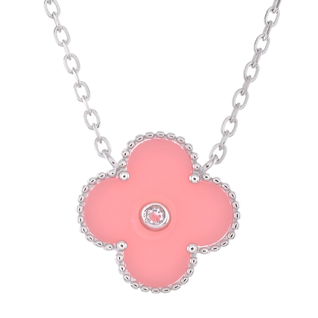 NP6043 Salmon Clover 18in Necklace with 15mm Pendant - Selah925.com