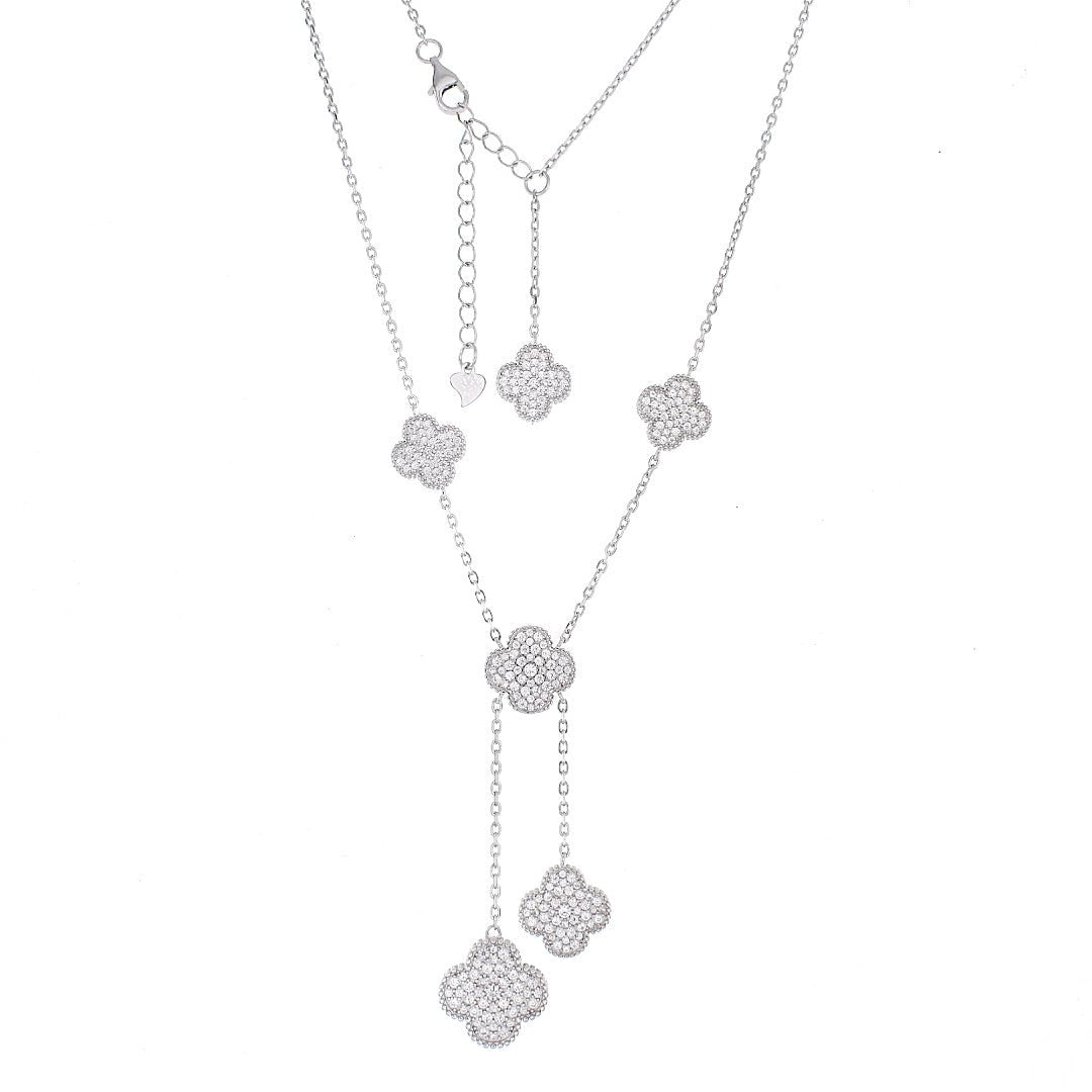 NP6045 CZ Elegant Clover 18in Necklace - Selah925.com