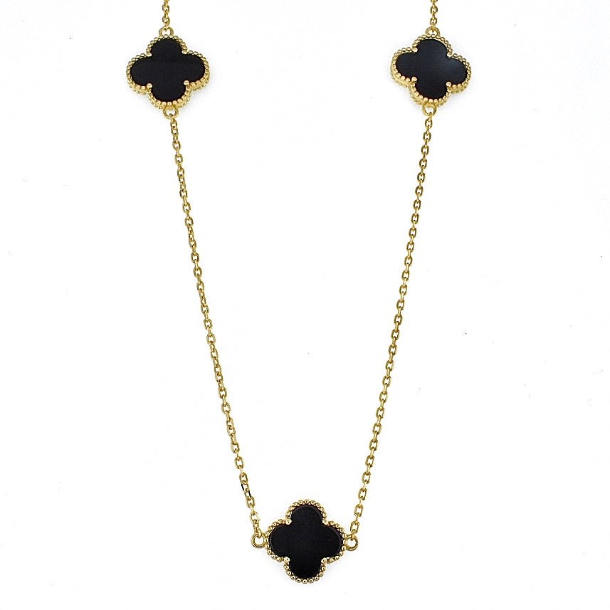 NP6046 Gold Plated Black Clover Necklace - Selah925.com