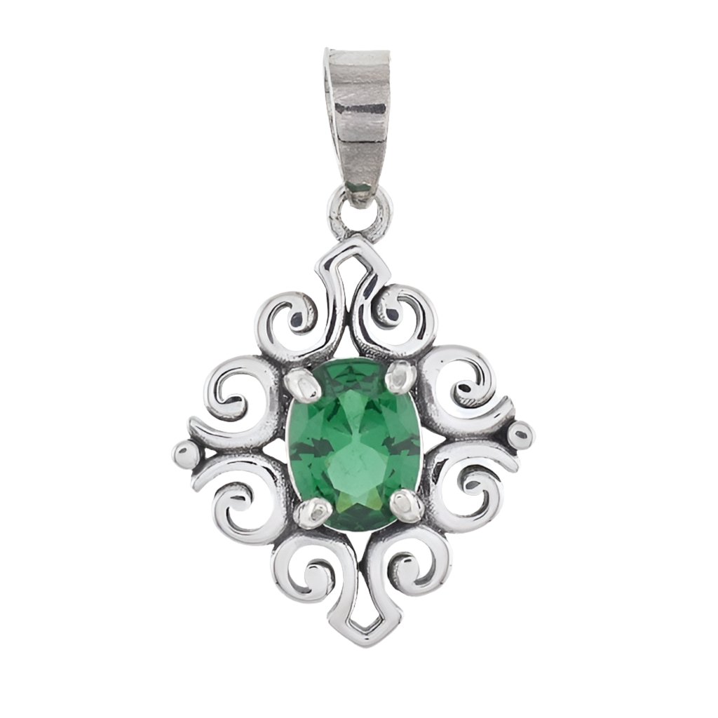 P2001 Green Gemstone Pendant - Selah925.com