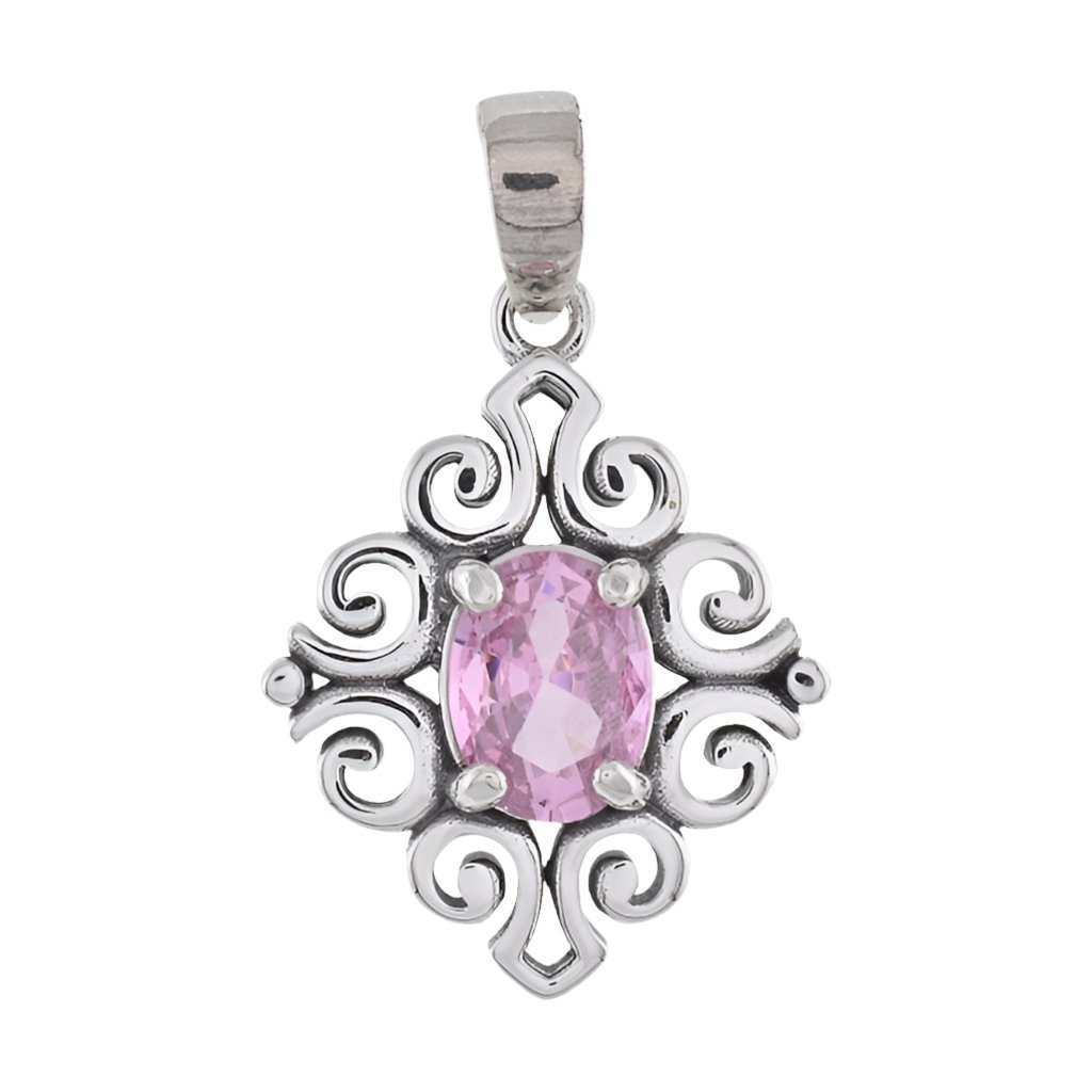 P2001 Pink Gemstone Pendant - Selah925.com