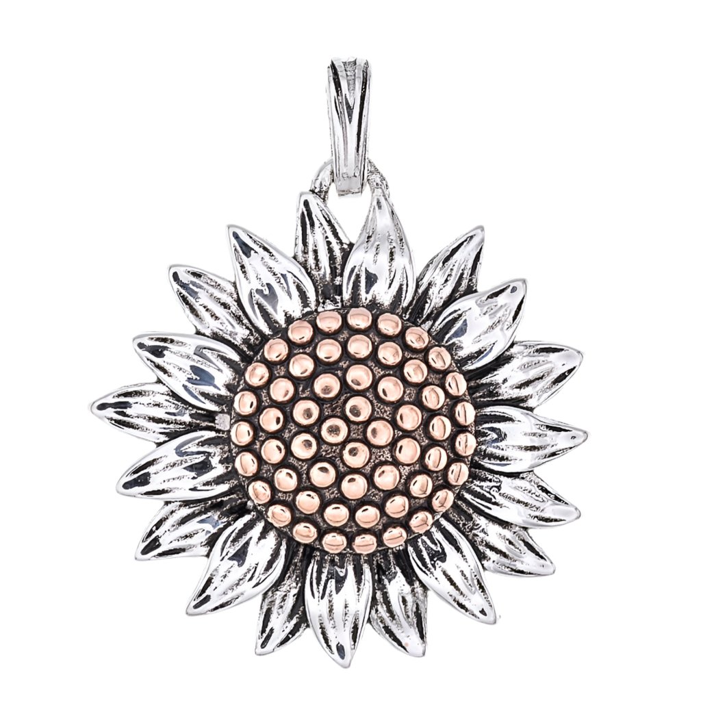 P2009 Rose Gold Sunflower Pendant - Selah925.com