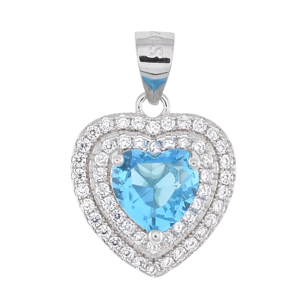 P3000 Blue CZ Heart Pendant - Selah925.com