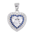 P3000 Blue Out Line Heart CZ Pendant - Selah925.com