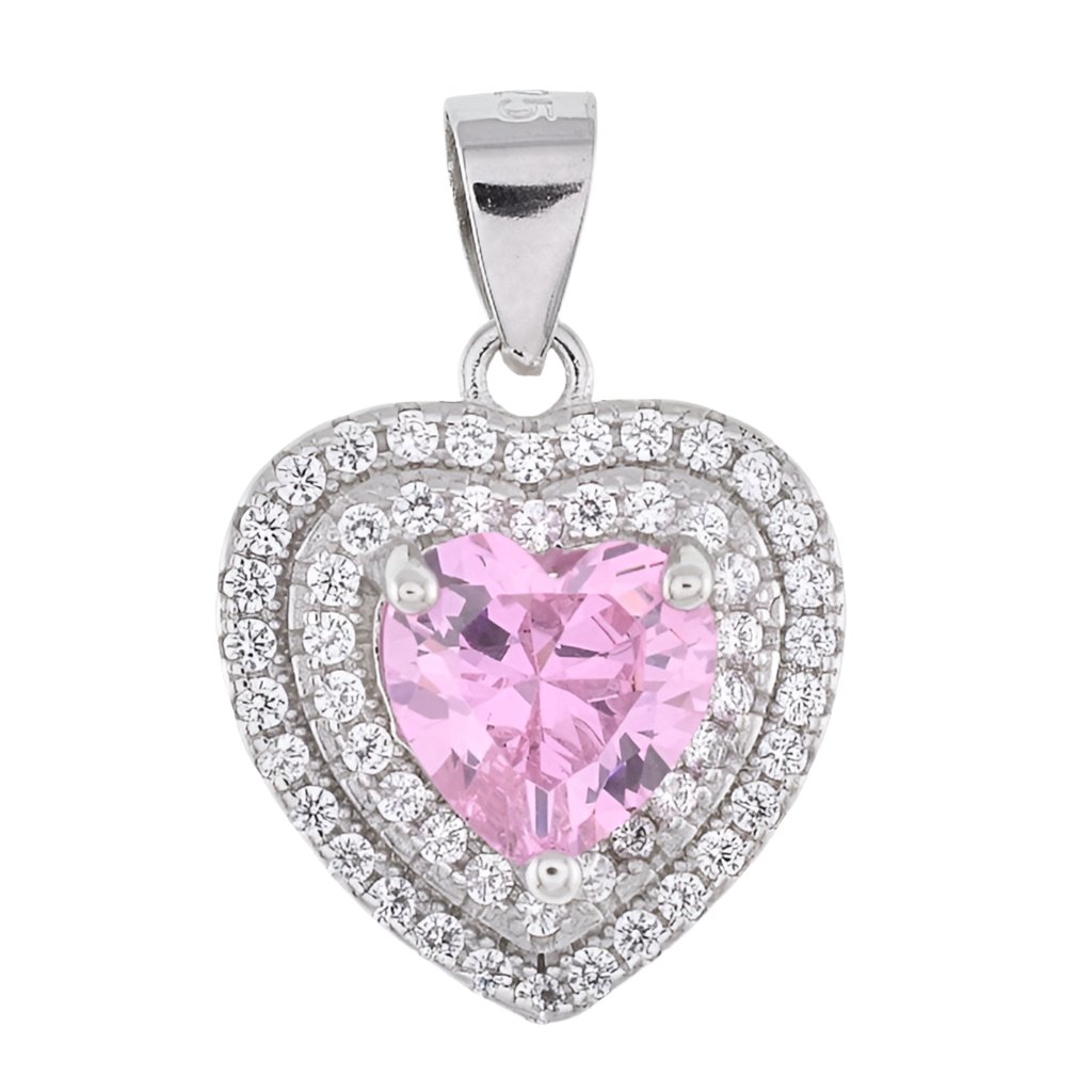 P3000 Pink Heart CZ Pendant - Selah925.com