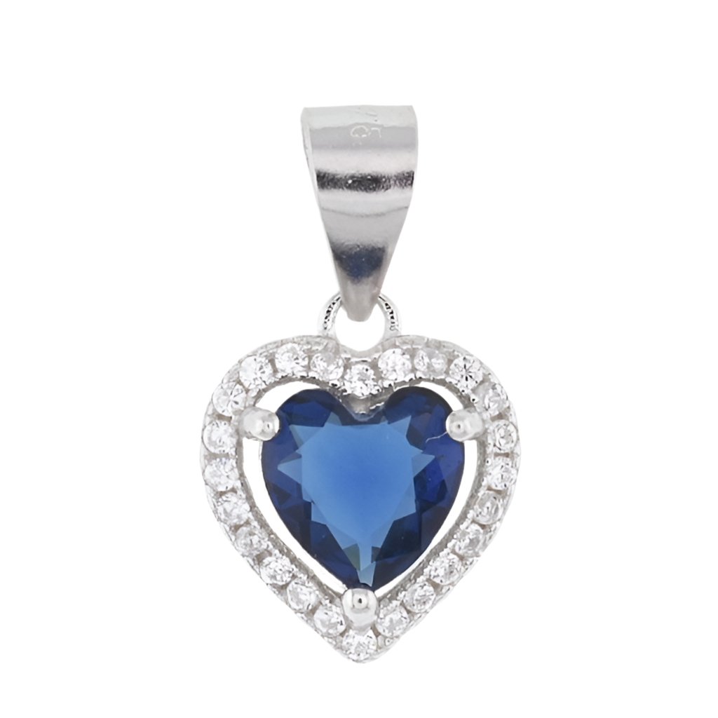 P4000 Blue CZ Elegant Heart Pendant - Selah925.com