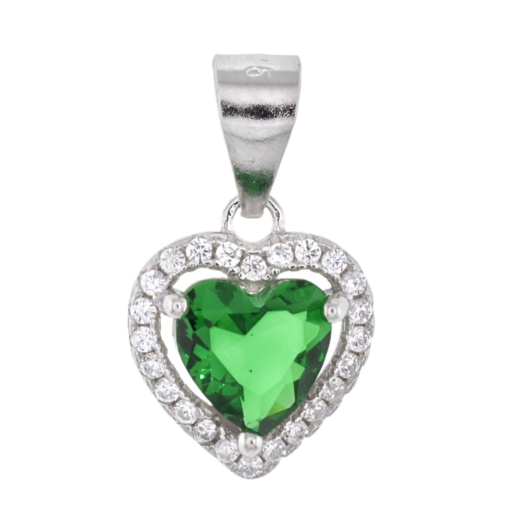 P4000 Green CZ Elegant Heart Pendant - Selah925.com