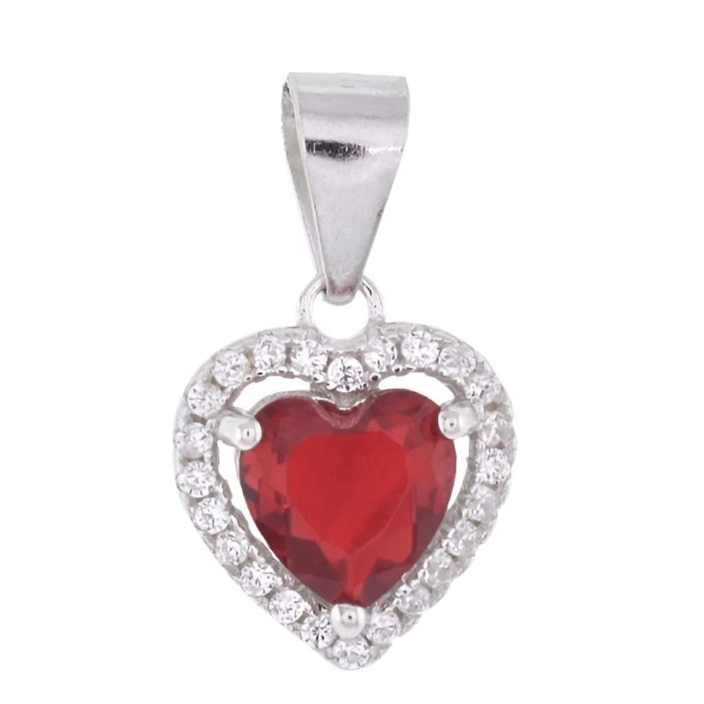 P4000 Red CZ Elegant Heart Pendant - Selah925.com