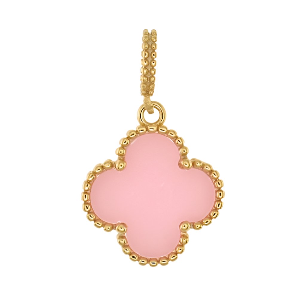 P6001 Gold Plated Pink Clover Pendant - Selah925.com