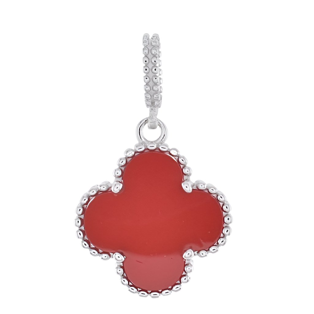 P6001 Red Stone Clover Pendant - Selah925.com