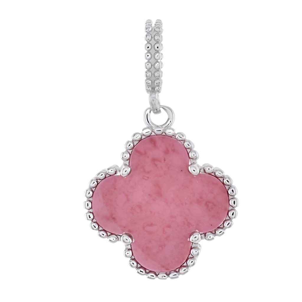 P6001 Rose Stone Clover Pendant - Selah925.com