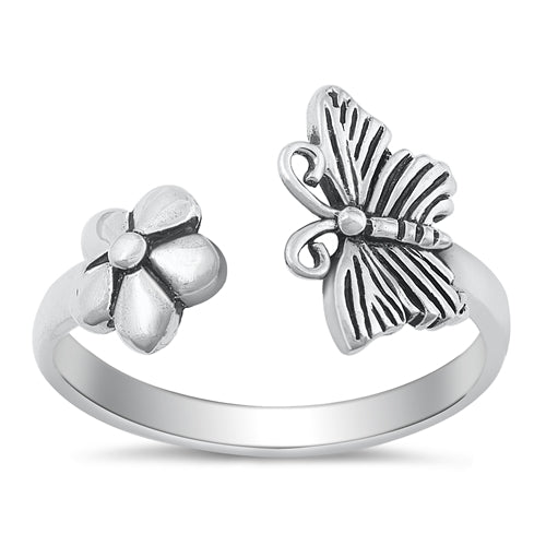 R1088 Butterfly &amp; Flower Ring - Selah925.com