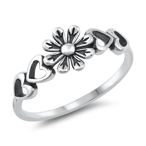 R1108 Flower &amp; Hearts Ring - Selah925.com