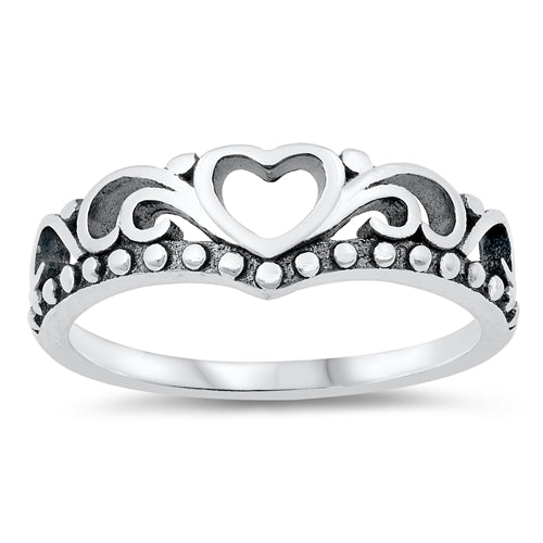 R1112 Heart Crown Ring - Selah925.com