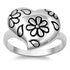 R1127 Flower & Leaves Inside Heart Ring - Selah925.com