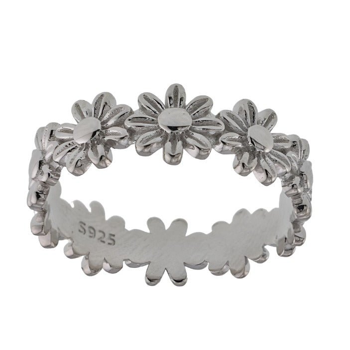 R2043 Flowers Rhodium Ring - Selah925.com