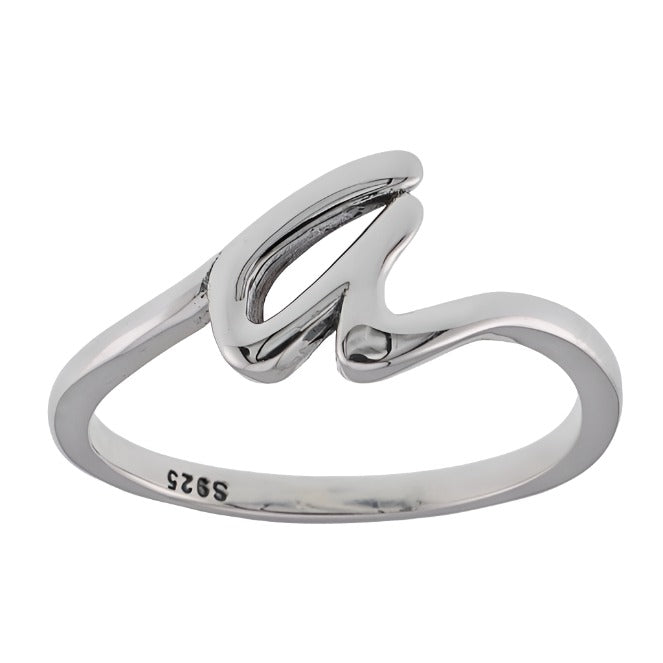 R2047 Rhodium Plated Letter A Ring - Selah925.com