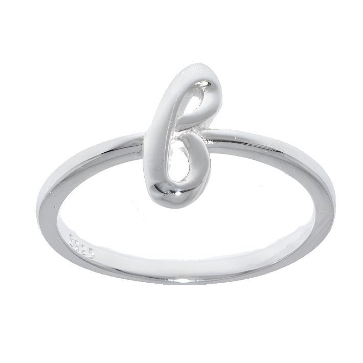 R2047 Rhodium Plated Letter F Ring - Selah925.com