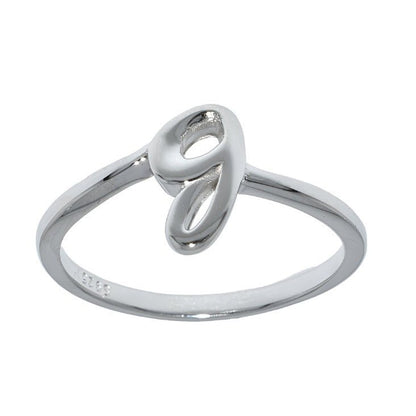 R2047 Rhodium Plated Letter G Ring - Selah925.com