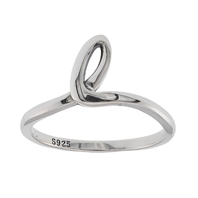 R2047 Rhodium Plated Letter L Ring - Selah925.com