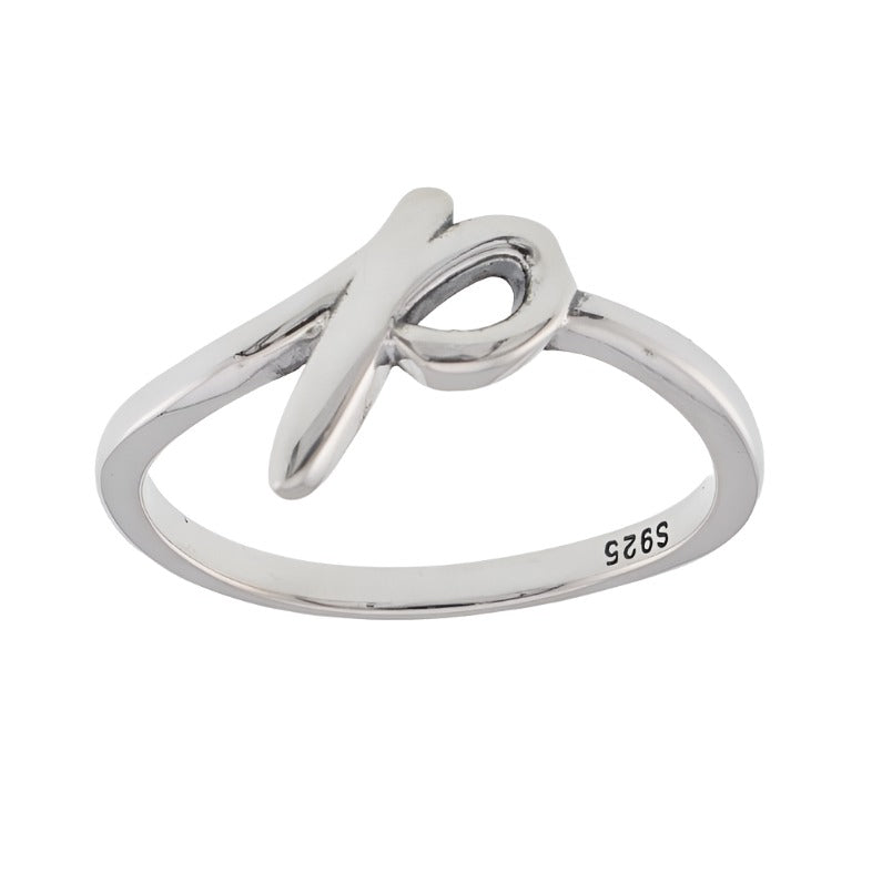 R2047 Rhodium Plated Letter P Ring - Selah925.com